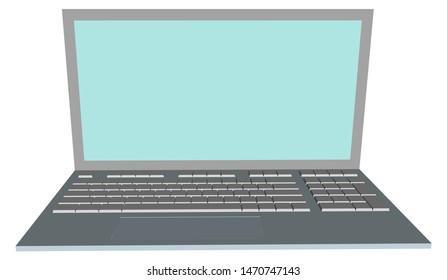 Open notebook isometric front view, with blank screen, isolated on white background EPS10 vector illustration.