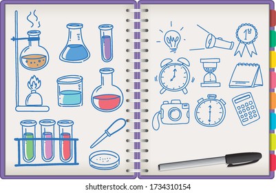 Open notebook with learning symbol illustration