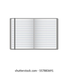 Open notebook with lined page. Vector illustration