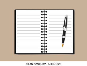 Open notebook on a beige background