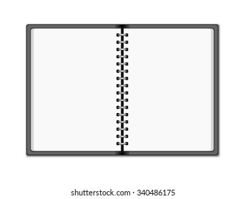 Open notebook on a white background. Vector illustration.