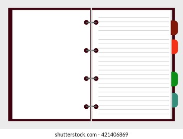 Open notebook with pages, vector illustration EPS 10 for your design and business