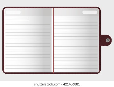 Open notebook with pages, vector illustration EPS 10 for your design and business