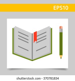 Open notebook and pencil