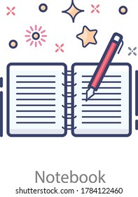 Open notebook with pencil, drafting pad concept style 