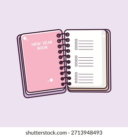 Notebook-Planer-Illustration für Journal-, Tagebuch- und Tagesplanungskonzept öffnen