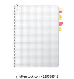 Open notebook with separators. Vector design.