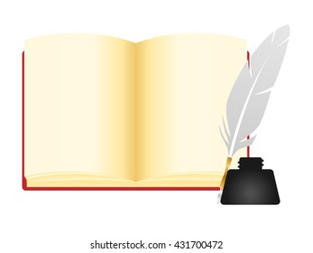 Open Notebook Vector Illustration Ink Pen Stock Vector (Royalty Free ...