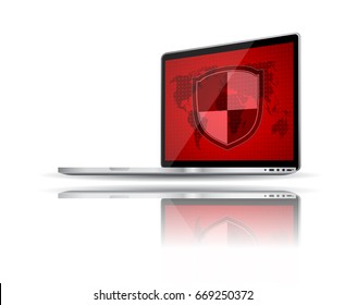 Open notebook with virus