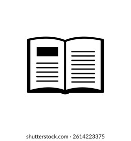 Open Notebook with Visible Binding and Lines Icon Representing School Supplies