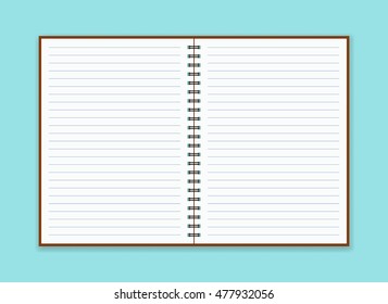 Open notebook with white lined pages - Vector