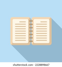 Open notepad icon flat vector. Letter text. Content desk