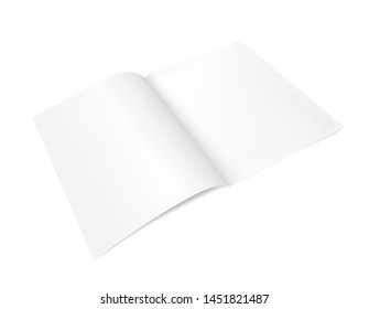 Open notepad, magazine, or brochure template. Realistic vector illustration on white background.