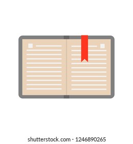 Open notepad for writing with sheets in a ruler, flat image