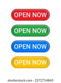 Open Now button icon set for Website, Graphics design project, Mobile App, etc.