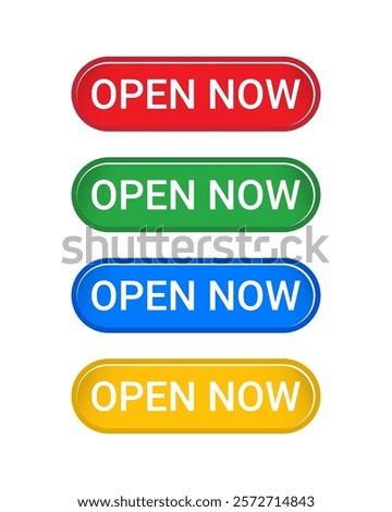 Open Now button icon set for Website, Graphics design project, Mobile App, etc.