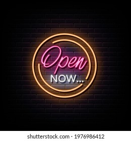 Open Now Neon Sign. Neon Symbol