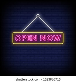 Open Now Neon Signs Style Text Vector