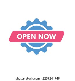 Open Now text Button. Open Now Sign Icon Label Sticker Web Buttons

