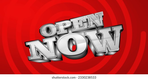 Open Now Text Effect With Abstract Background