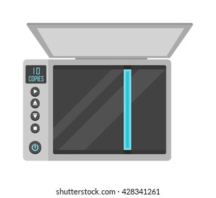 Open Office Scanner And Illustration On White Office Scanner