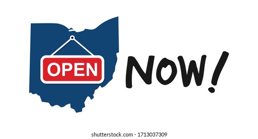 Open Ohio Now Protest Poster Design. Against Lockdown in Ohio State of US. Vector Illustration. 