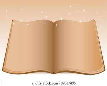 Open old book and christmas lights