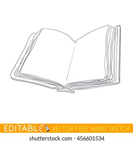 Open old book. Editable vector graphic in linear style