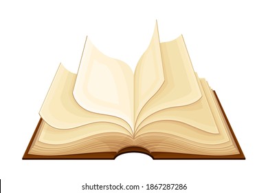 Altes Buch in Hard Cover öffnen mit gelben Seiten Vektorgrafik