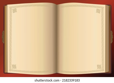 open old book on red  background