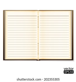 open old notebook isolated on white. Vector illustration