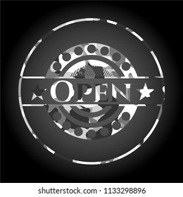 Open on grey camouflage pattern
