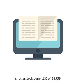 Open online book icon flat vector. Distance study. Student class isolated