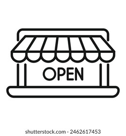 Open online shop locator icon outline vector. Locate geo part. Commercial internet