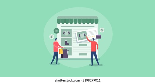 Open online store, eCommerce platform, eCommerce app, Website builder - flat design vector illustration background