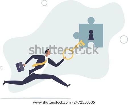 open opportunity to solve customer problem, unlock potential to success,flat vector illustration.