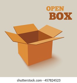 Open orange box. Vector illustration.