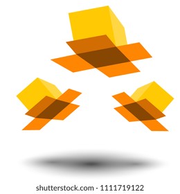 Open orange Gift Box.  Vector Illustration. Goods cardboard boxes. Flat style vector illustration isolated on white background. Boxes fall down