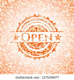 Open orange mosaic emblem