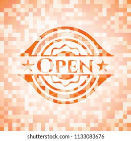 Open orange mosaic emblem with background