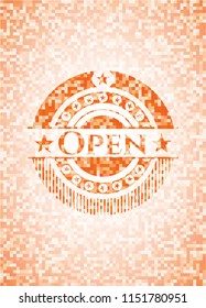 Open orange mosaic emblem with background