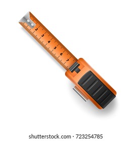 Open Orange Tape Measure Centimeter Scale Over White Background