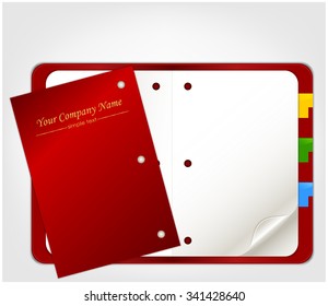 Open organizer with pencil