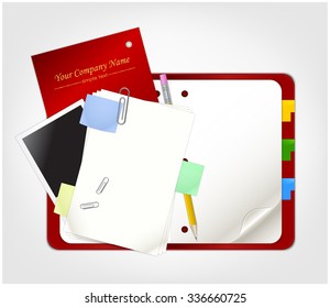 Open organizer with stationery
