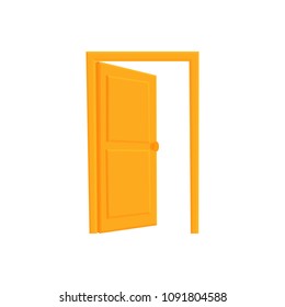 open out door yellow. Vector flat illustration in cartoon style isolated on white background.