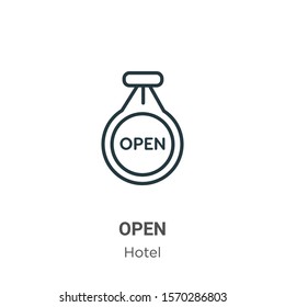 Open outline vector icon. Thin line black open icon, flat vector simple element illustration from editable restaurant concept isolated on white background