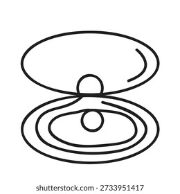 Open Oyster Icon Vector, Seafood Oyster Line Icon, Minimal Open Oyster Symbol..eps
