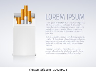 Open pack of cigarettes. Banner for your design
