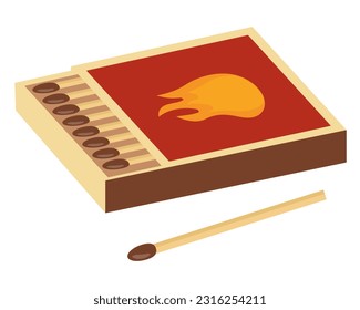 An open pack of matches. Vector illustration.