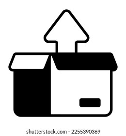 Open package with up arrow concept of unpacking vector